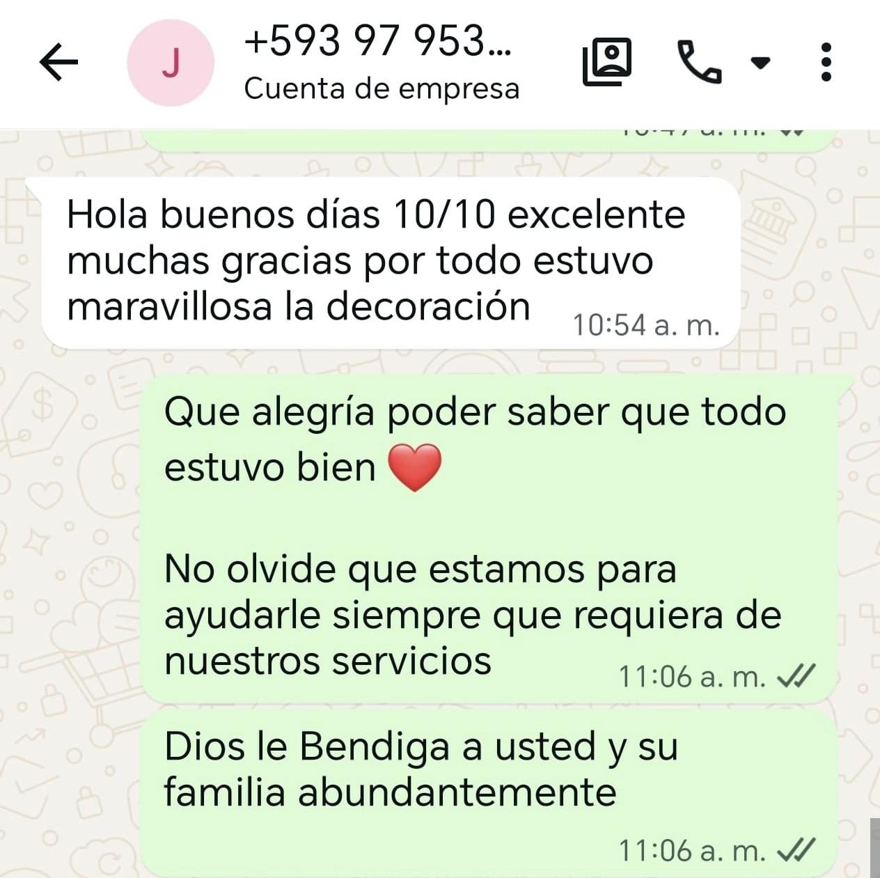 Captura de WhatsApp: Decoración de cumpleaños
